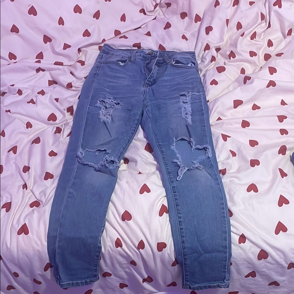 GOGO Blue Boyfriend Jeans Distressed Casual